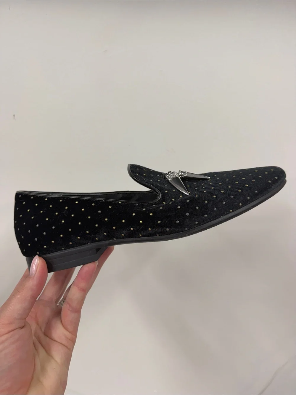 Giorgio Brutini Black Loafers with Gold Stud Detailing
